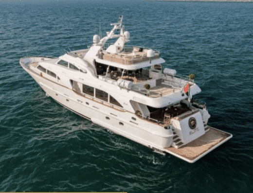 Bentti Tripple Deck 125 luxury yacht cruising, accommodating up to 50 guests with a focus on luxury and spacious design